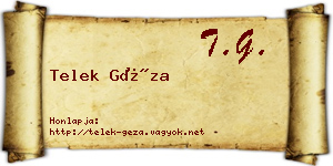 Telek Géza névjegykártya